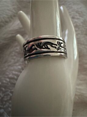 Vintage Kokopelli Wedding Band Navajo Sterling Silver Ring Size 8.5
